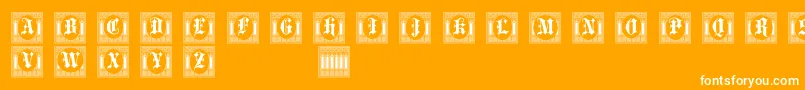 PortculliardInitials-Schriftart – Weiße Schriften auf orangefarbenem Hintergrund