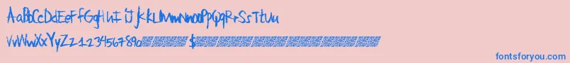 Largecrayon-Schriftart – Blaue Schriften auf rosa Hintergrund