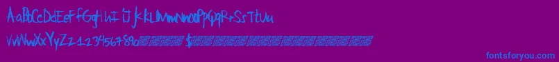 Largecrayon-Schriftart – Blaue Schriften auf violettem Hintergrund