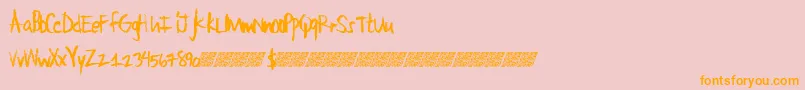 Largecrayon-Schriftart – Orangefarbene Schriften auf rosa Hintergrund