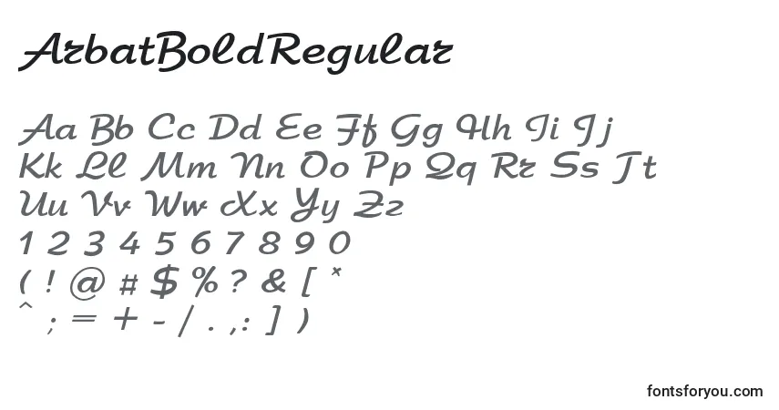 Czcionka ArbatBoldRegular – alfabet, cyfry, specjalne znaki