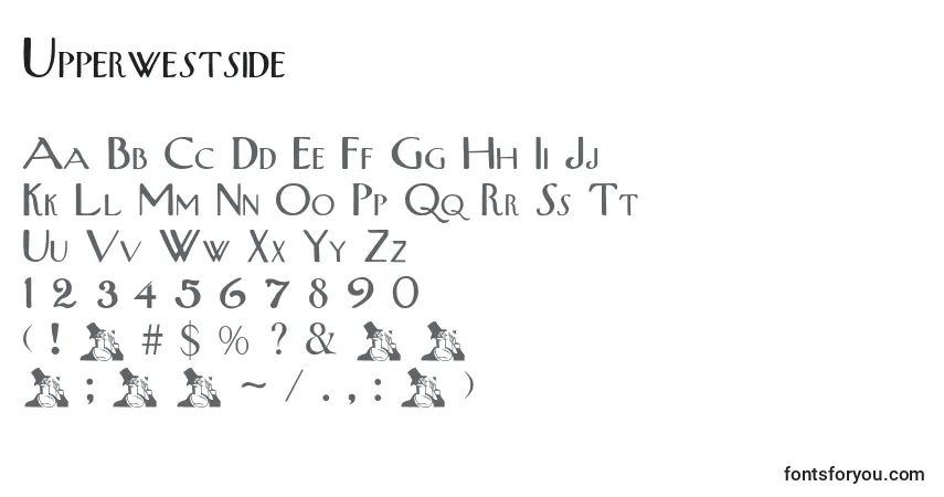 Schriftart Upperwestside – Alphabet, Zahlen, spezielle Symbole