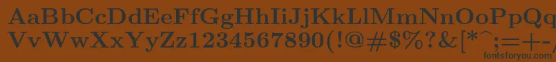 フォントLmroman9Bold – 黒い文字が茶色の背景にあります