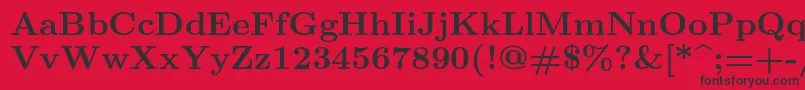 Fonte Lmroman9Bold – fontes pretas em um fundo vermelho