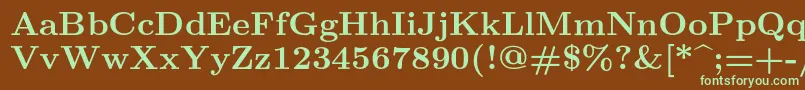 Lmroman9Bold-fontti – vihreät fontit ruskealla taustalla