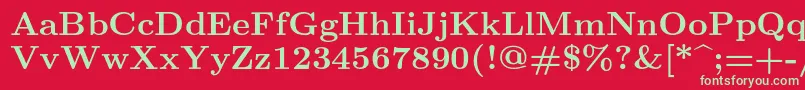 Lmroman9Bold-fontti – vihreät fontit punaisella taustalla
