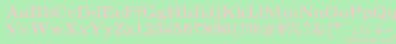 Lmroman9Bold-fontti – vaaleanpunaiset fontit vihreällä taustalla