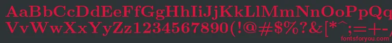 Czcionka Lmroman9Bold – czerwone czcionki na czarnym tle