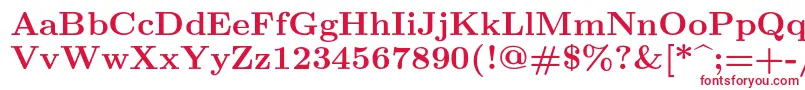 フォントLmroman9Bold – 白い背景に赤い文字