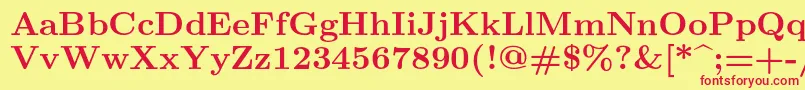 Lmroman9Bold-fontti – punaiset fontit keltaisella taustalla