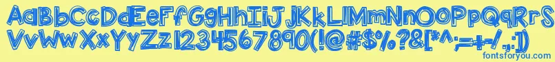 Kbluckyclover Font – Blue Fonts on Yellow Background