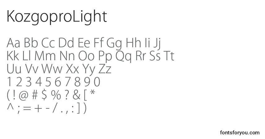 Шрифт KozgoproLight – алфавит, цифры, специальные символы