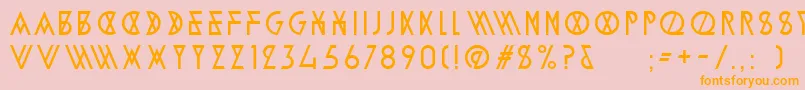 フォントAlpineTypefaceA2Light – オレンジの文字がピンクの背景にあります。