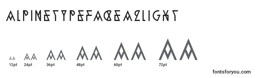 Размеры шрифта AlpineTypefaceA2Light
