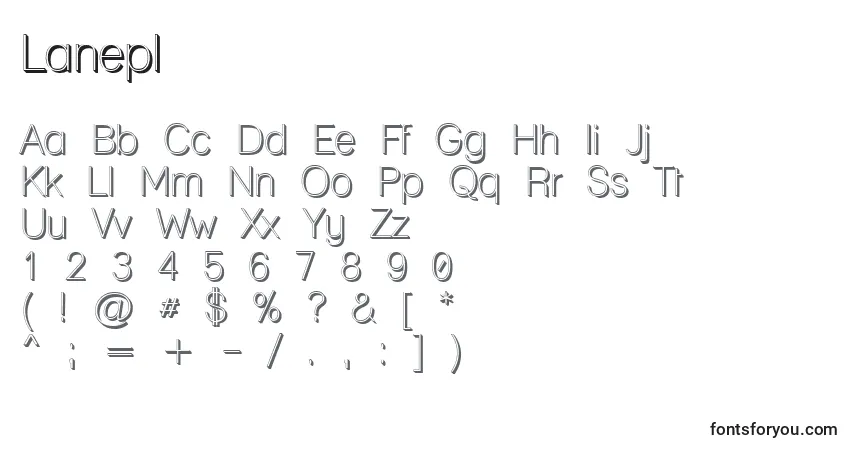 Czcionka Lanepl – alfabet, cyfry, specjalne znaki