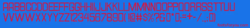 Hallandalesquare-Schriftart – Rote Schriften auf blauem Hintergrund