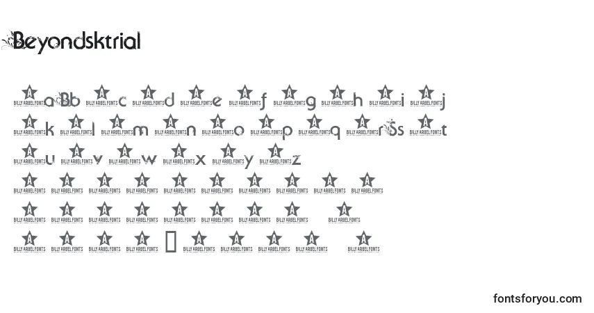 A fonte Beyondsktrial – alfabeto, números, caracteres especiais