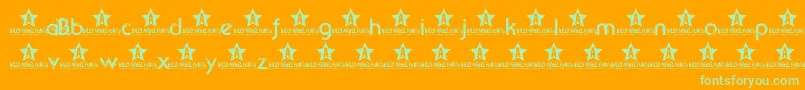 Beyondsktrial-Schriftart – Grüne Schriften auf orangefarbenem Hintergrund