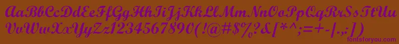 Wrexham-Schriftart – Violette Schriften auf braunem Hintergrund