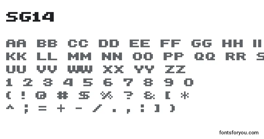 Czcionka Sg14 – alfabet, cyfry, specjalne znaki