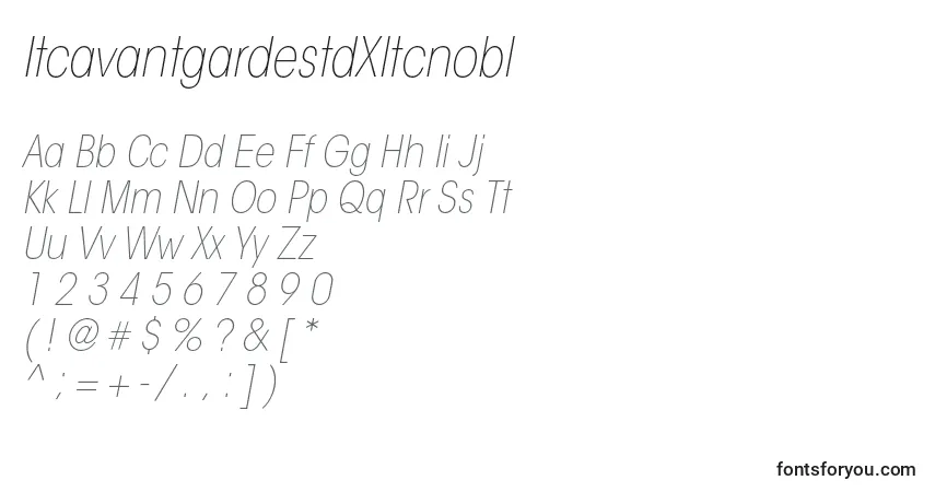 Czcionka ItcavantgardestdXltcnobl – alfabet, cyfry, specjalne znaki