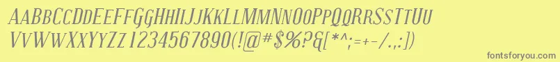 CovingtonScItalic-Schriftart – Graue Schriften auf gelbem Hintergrund