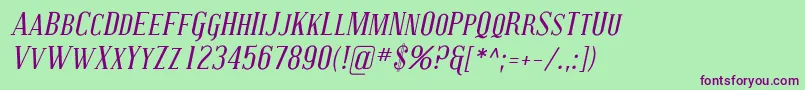 Шрифт CovingtonScItalic – фиолетовые шрифты на зелёном фоне