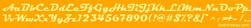 MagnetoРџРѕР»СѓР¶РёСЂРЅС‹Р№-Schriftart – Gelbe Schriften auf orangefarbenem Hintergrund