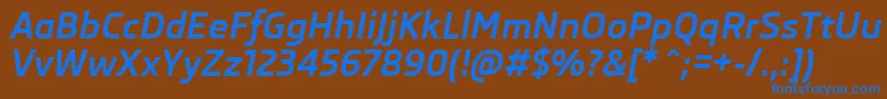 SkodaProBoldItalic Font – Blue Fonts on Brown Background