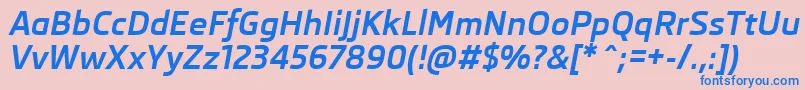Fonte SkodaProBoldItalic – fontes azuis em um fundo rosa