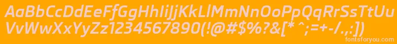 SkodaProBoldItalic-Schriftart – Rosa Schriften auf orangefarbenem Hintergrund