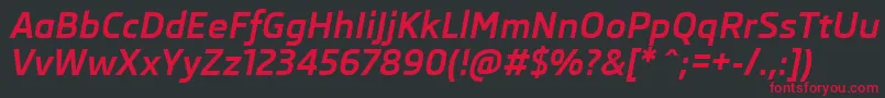 フォントSkodaProBoldItalic – 黒い背景に赤い文字