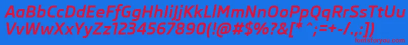 SkodaProBoldItalic Font – Red Fonts on Blue Background