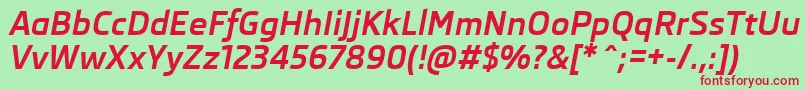 SkodaProBoldItalic Font – Red Fonts on Green Background