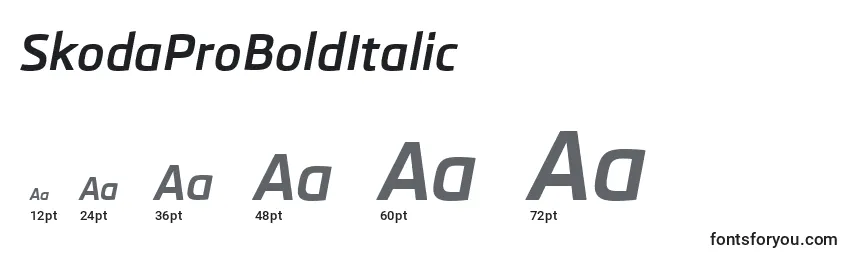 Размеры шрифта SkodaProBoldItalic