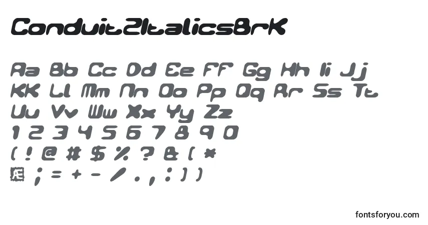 Шрифт Conduit2ItalicsBrk – алфавит, цифры, специальные символы