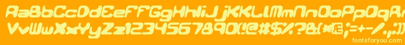 Conduit2ItalicsBrk-fontti – keltaiset fontit oranssilla taustalla