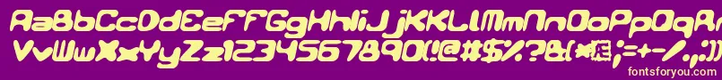 Fonte Conduit2ItalicsBrk – fontes amarelas em um fundo roxo