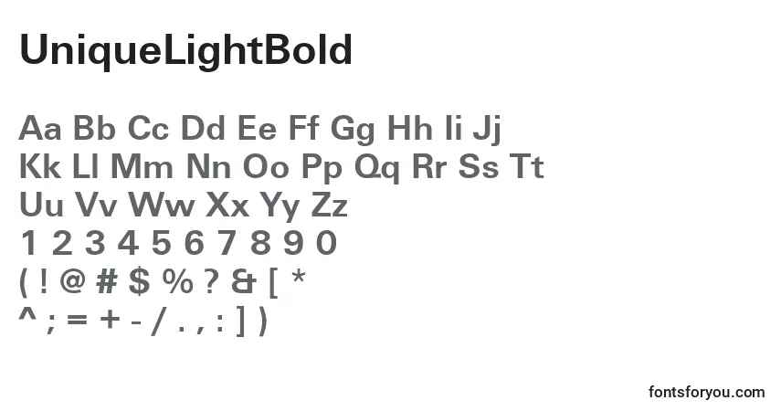 UniqueLightBold-fontti – aakkoset, numerot, erikoismerkit