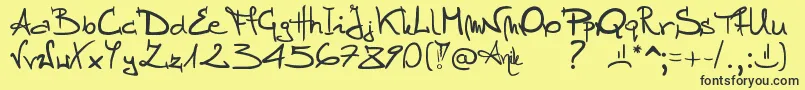 フォントStellina – 黒い文字の黄色い背景