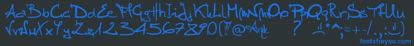フォントStellina – 黒い背景に青い文字