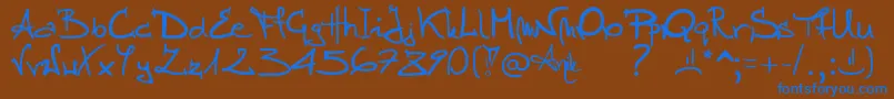 フォントStellina – 茶色の背景に青い文字