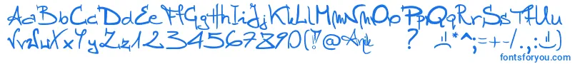 Fonte Stellina – fontes azuis em um fundo branco