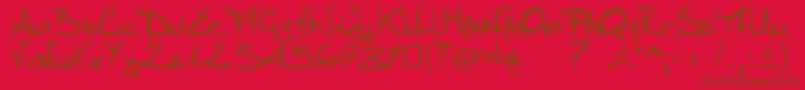 Stellina-Schriftart – Braune Schriften auf rotem Hintergrund
