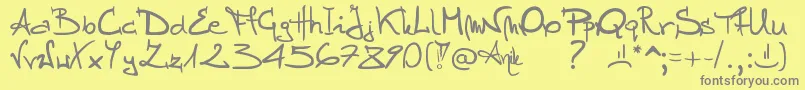 Stellina-fontti – harmaat kirjasimet keltaisella taustalla