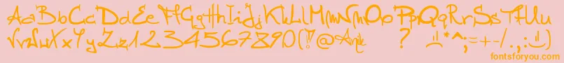 フォントStellina – オレンジの文字がピンクの背景にあります。