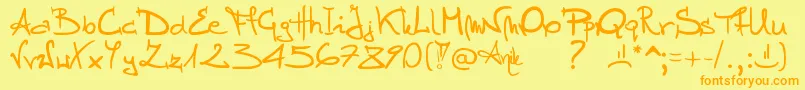 Stellina-fontti – oranssit fontit keltaisella taustalla