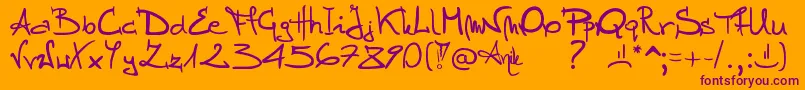 Stellina-Schriftart – Violette Schriften auf orangefarbenem Hintergrund