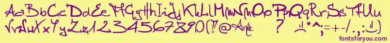Stellina-Schriftart – Violette Schriften auf gelbem Hintergrund