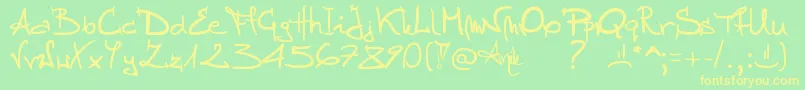Stellina-Schriftart – Gelbe Schriften auf grünem Hintergrund